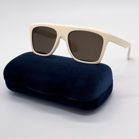 NEW GUCCI GG1570S 003 SQUARE BEIGE BROWN UNISEX SUNGLASSES GUCCI - Picture 2 of 10